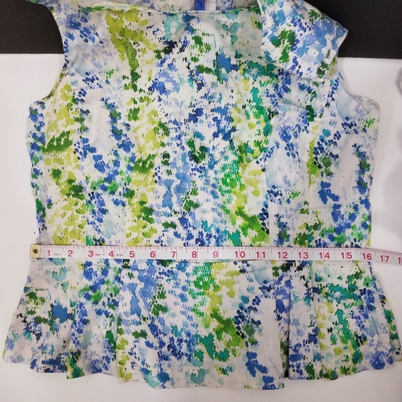 Ann Taylor Blue and Green Peplum Sleeveless Top 8 - Picture 10 of 12